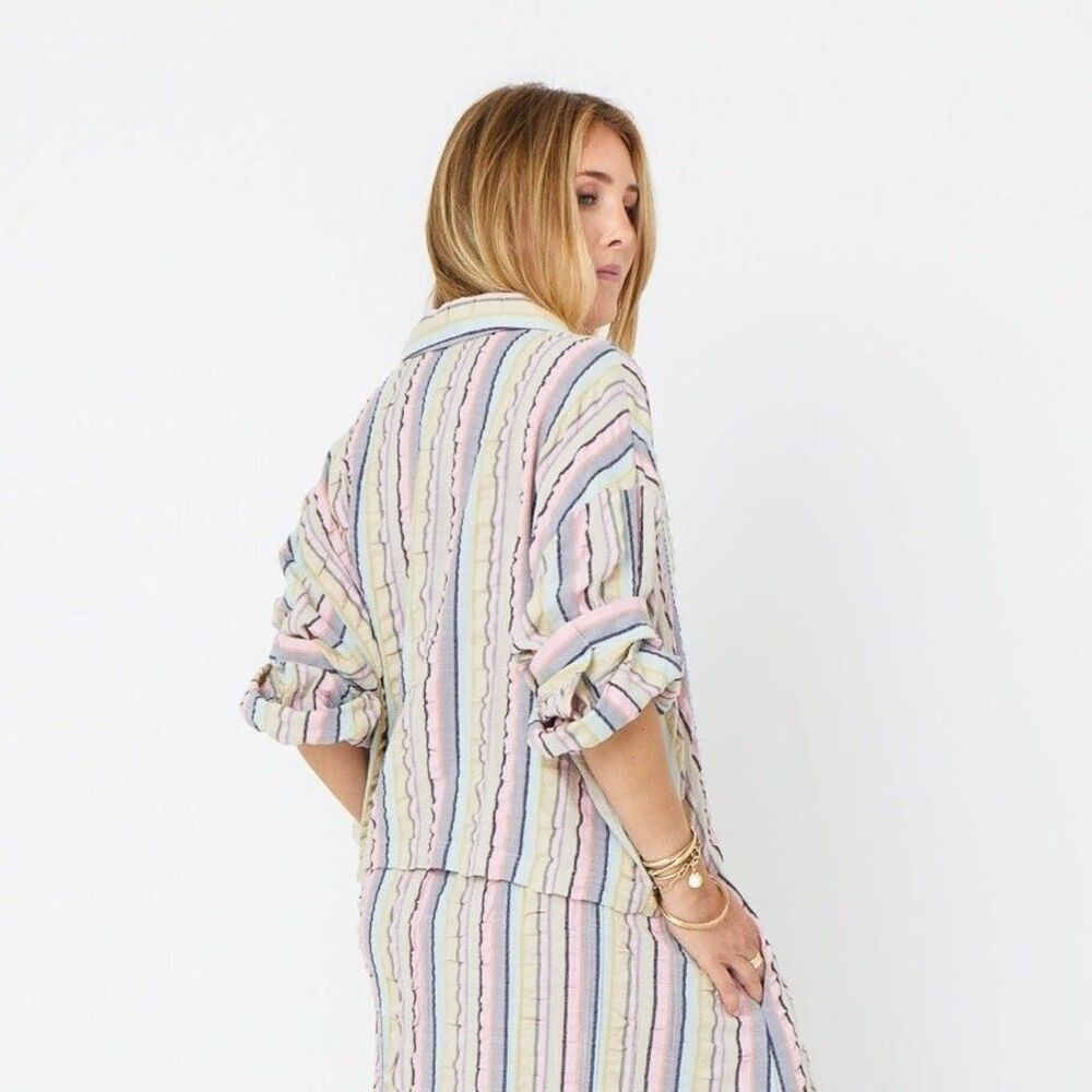 Kerri Rosenthal Sherri Stripe Shirt Blouse Top Buttondown Printed XS New 265029 - Picture 5 of 11